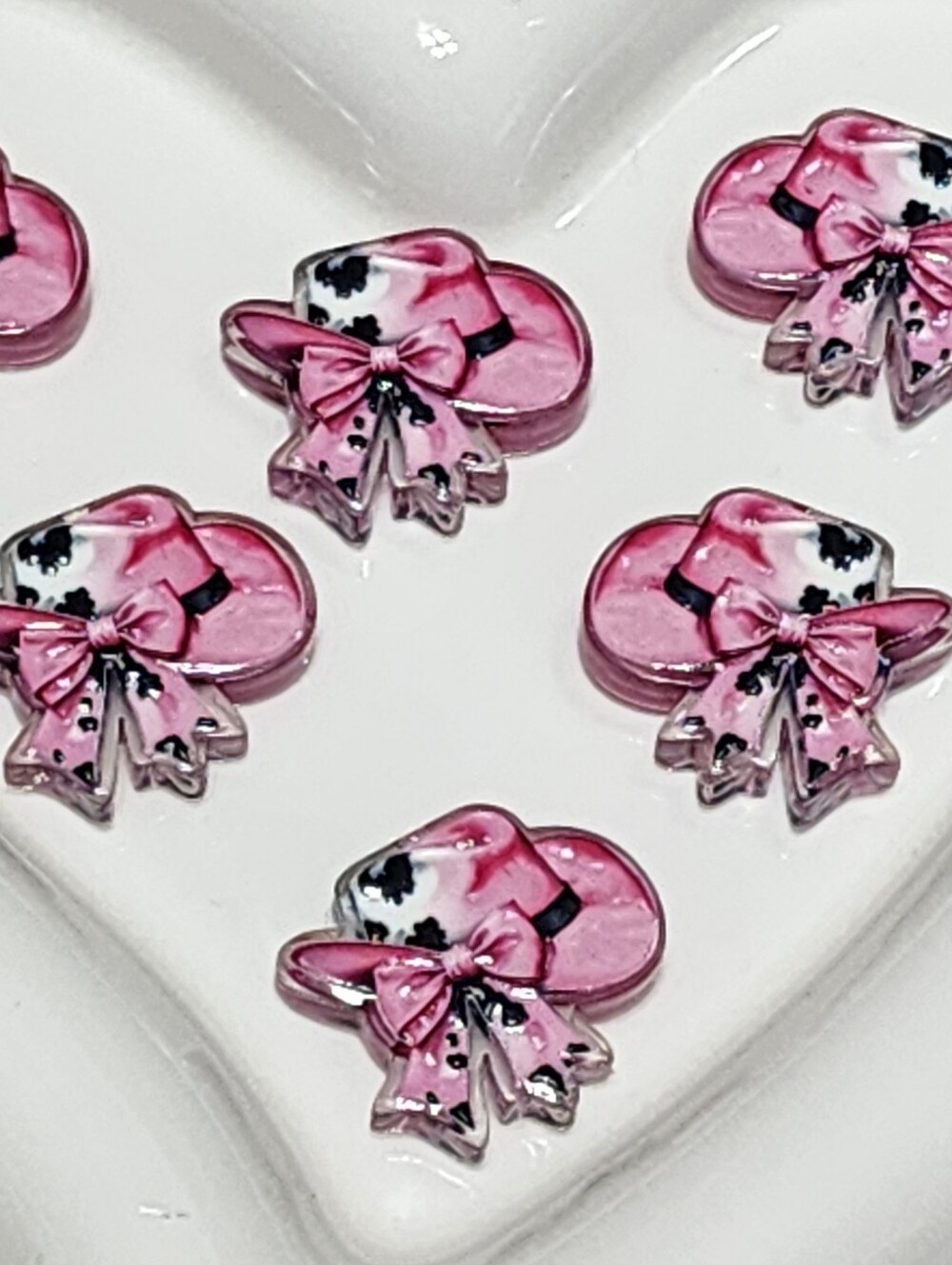 Cowboy Hat Beads 2 Pcs Focal Beads Beaded Pen Jewelry Making Cow Print Bow Pink